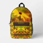 ブラックアイドスーザンデイジー動揺してパーソナライズされた プリントバックパック (正面)