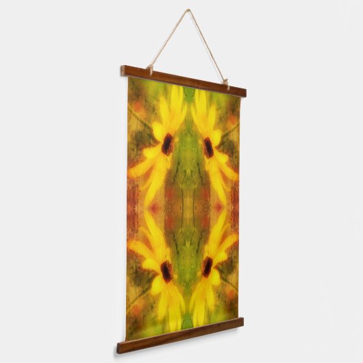 ブラックアイドスーザンデイジー動揺して抽象芸術 吊り下げ型タペストリー (傾斜あり)