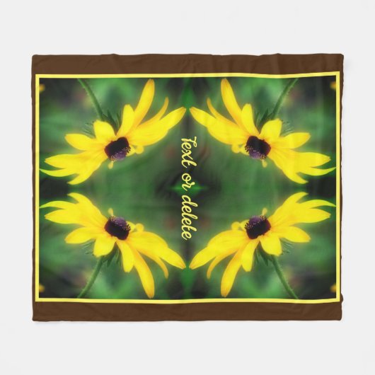 ブラックアイドスーザンデイジー抽象芸術 パーソナライズされた フリースブランケット (正面(横))
