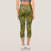 ブラックアイドスーザンフィールド花抽象芸術パターン カプリレギンス (裏面)