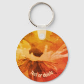 ブラックアイドスーザンフラワーパーソナライズされたヴィンテージ キーホルダー (正面)