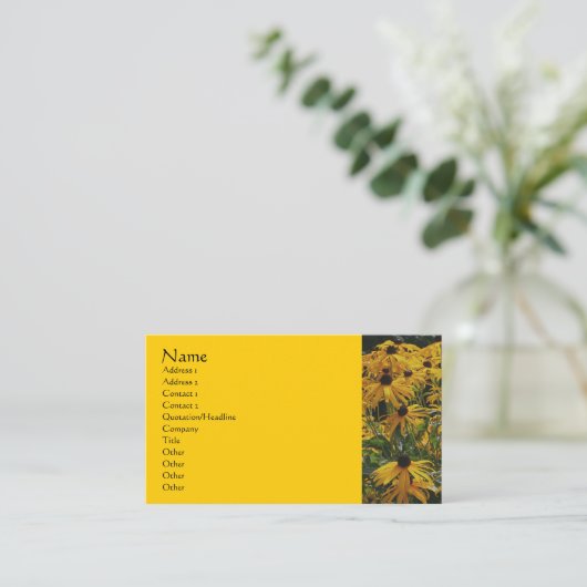 ブラックアイドスーザンフラワーフォトグラフィー名刺 名刺 (スタンド正面)