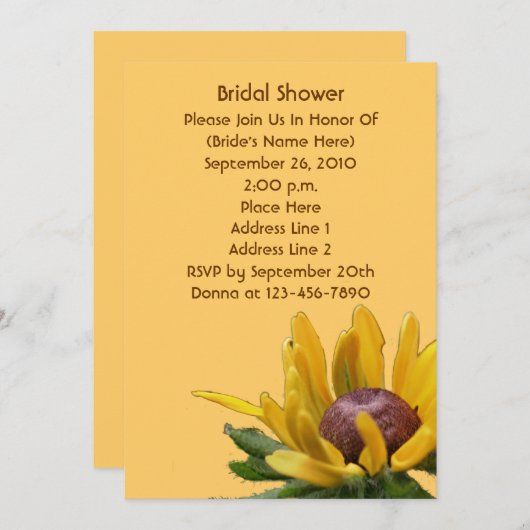 ブラックアイドスーザンフラワーブライダルシャワー招待状 招待状 (正面/裏面)