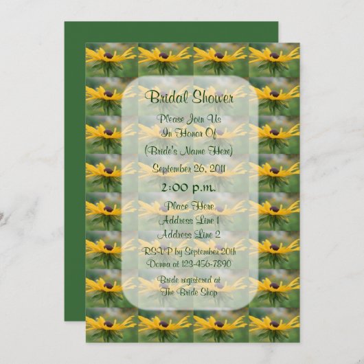 ブラックアイドスーザンフローラブライダルシャワー招待状 招待状 (正面/裏面)