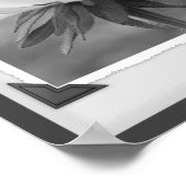 ブラックアイドスーザンフローラ白黒プリント ポスター (角)