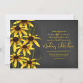 ブラックアイドスーザン山花チョーク結婚ボード 招待状 (正面)