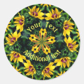 ブラックアイドスーザン抽象芸術アーパーソナライズされたト ラウンドシール (正面)