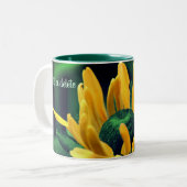 ブラックアイドスーザン抽象芸術パーソナライズされたフローラ ツートーンマグカップ (正面左)