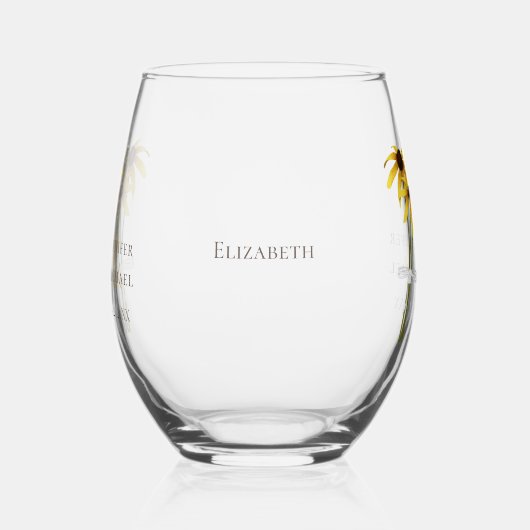 ブラックアイドスーザン結婚ワイルドフラワー ステムなしワイングラス (左)