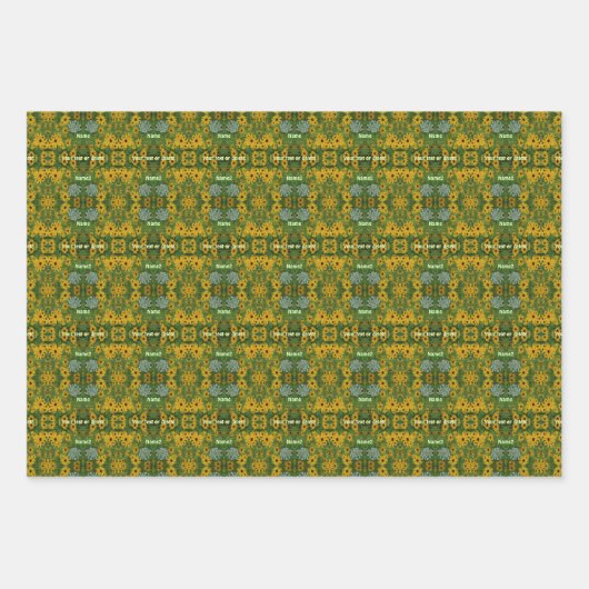 ブラックアイドスーザン絵画デイジーパーソナライズされたズ ラッピングペーパーシート (正面)