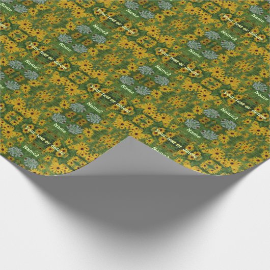 ブラックアイドスーザン絵画デイジーパーソナライズされたズ ラッピングペーパー (角)