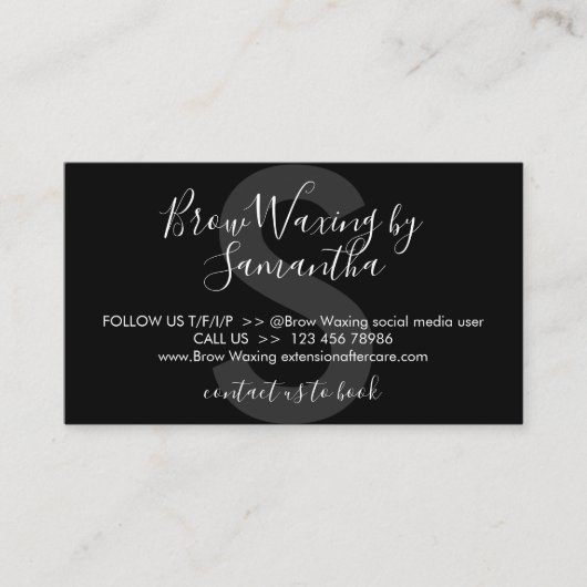 ブラックアイブロウワックス着色アフターケアの指示 名刺 (正面)