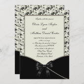 ブラックアイボリークリームダマスウェディング 招待状 (正面/裏面)