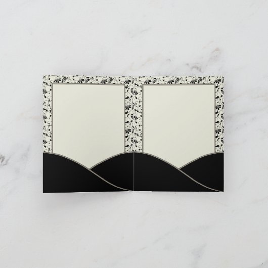 ブラックアイボリークリームダマスク感謝カード サンキューカード (内部)