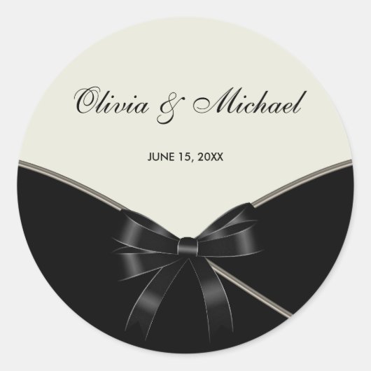 ブラックアイボリークリーム結婚式の引き出物ラベルシール ラウンドシール (正面)