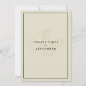 ブラックアイボリーモノグラムイニシャルオ結婚キッド 招待状 (裏面)