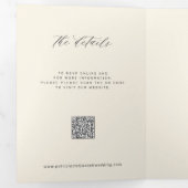 ブラックアイボリー写真結婚式RSVP詳細QRコード 三つ折り招待状 (内部最初)