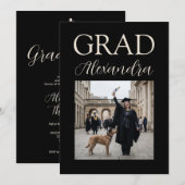 ブラックアイボリー獣医学卒業パーティー 招待状 (正面/裏面)