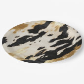 ブラックアイボリー金ゴールドウエスタンコウィド ペーパープレート (アングル)