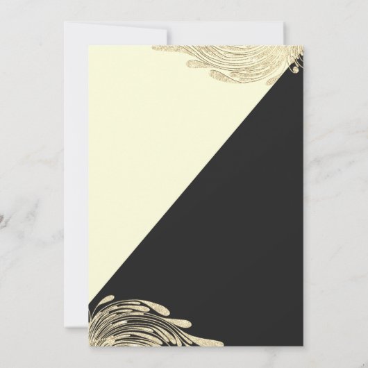 ブラックアイボリー金ゴールドグリッターマスカレードプロム 招待状 (裏面)
