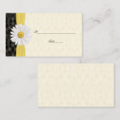 ブラックアイボリー金ゴールドホワイトデイジー結婚ズ座席表 プレイスカード (正面/裏面)