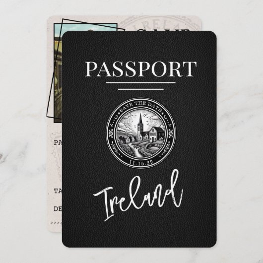 ブラックアイルランドパスポート日付の保存 セーブザデート (正面/裏面)