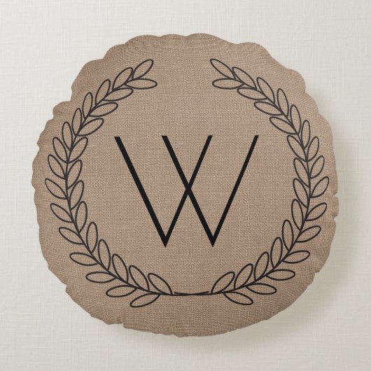 ブラックアウトライン付きローレルバーラップパーソナライズされた- ラウンドクッション (正面)
