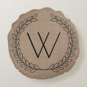 ブラックアウトライン付きローレルバーラップパーソナライズされた- ラウンドクッション (裏面)