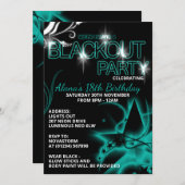 ブラックアウト紫外線バースデーパーティ招待状 招待状 (正面/裏面)