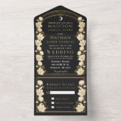 ブラックアエレガントーチアールヌーボー結婚ズ オールインワン招待状 (内側)