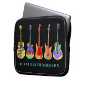 ブラックアカラフルンド名のギターパターン ラップトップスリーブ (正面左)