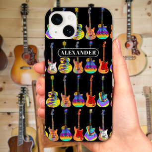 ブラックアカラフルンド名のギターパターン Case-Mate iPhone 14ケース