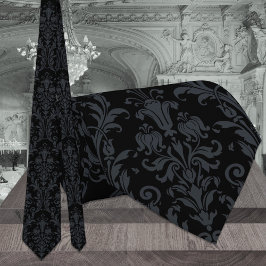 ブラックアカンサスフローラダマスクウェディング ネクタイ