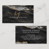 ブラックアガテスクリプトモノグラムフェイク金ゴールドグリッター 名刺 (正面/裏面)