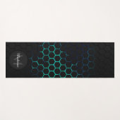 ブラックアクアハニカム形状パターンモノグラム ヨガマット (正面(横))