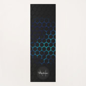ブラックアクアハニカム形状パターンモノグラム ヨガマット (正面)