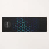 ブラックアクアハニカム形状パターンモノグラム ヨガマット (正面(横))
