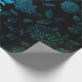 ブラックアクアブルーグラデーションヴィンテージトモダンイール ラッピングペーパー (角)