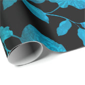 ブラックアクアブルーグラデーションヴィンテージトモダンイール ラッピングペーパー (ロールコーナー)