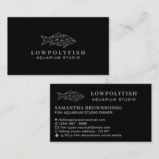 ブラックアクアリウム魚 名刺 (正面/裏面)