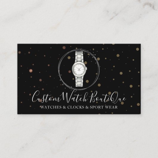 ブラックアクセサリーユニークウォッチ 名刺 (正面)