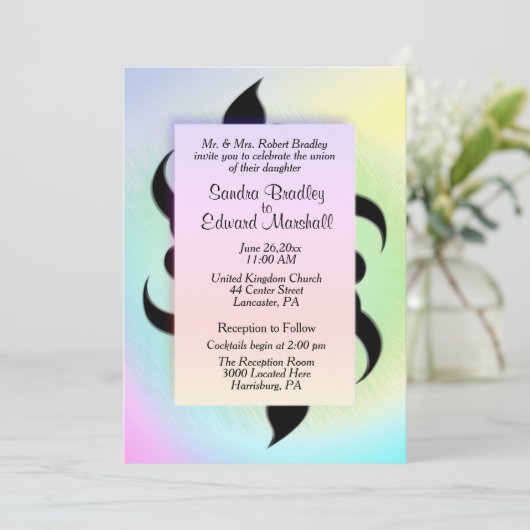 ブラックアクセントonレインボー結婚式招待状 招待状 (スタンド正面)