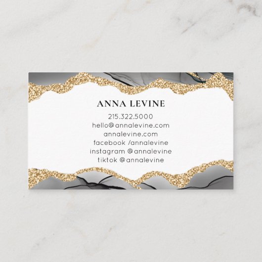 ブラックアゲエレガントートスライスおよび金ゴールドグリッター 名刺 (裏面)