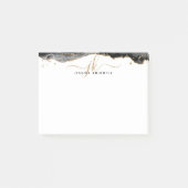 ブラックアゲテゲード金ゴールドグリッタースクリプトモノグラム ポストイット (正面)