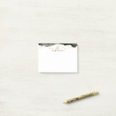 ブラックアゲテゲード金ゴールドグリッタースクリプトモノグラム ポストイット (デスク上)