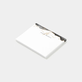 ブラックアゲテゲード金ゴールドグリッタースクリプトモノグラム ポストイット