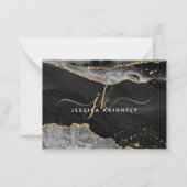 ブラックアゲテゲード金ゴールドグリッターモノグラムスクリプト ノートカード (正面)