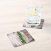 ブラックアゲハチョウキャタピラー/バタフライ スクエアペーパーコースター (インサイチュ)