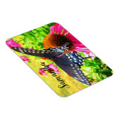 ブラックアゲハチョウバタフライピンクエキナセア花 マグネット (右側)