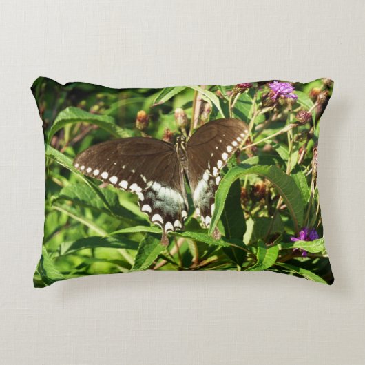 ブラックアゲハチョウバタフライ自然撮影 アクセントクッション (正面)